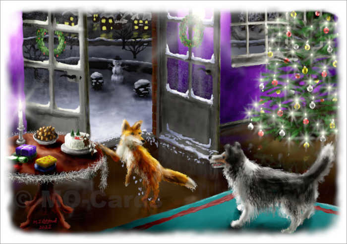 Fox sneaks in & eats Christmas cake